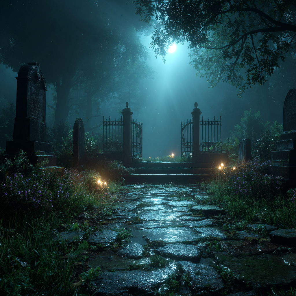 haunted cemetery dark from the world of halloween